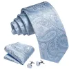 Barry Wang Light Blue Necktie Paisley Tie Handkerchief Cufflinks Set sold by Barrywang