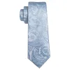 Barry Wang Light Blue Necktie Paisley Tie Handkerchief Cufflinks Set sold by Barrywang