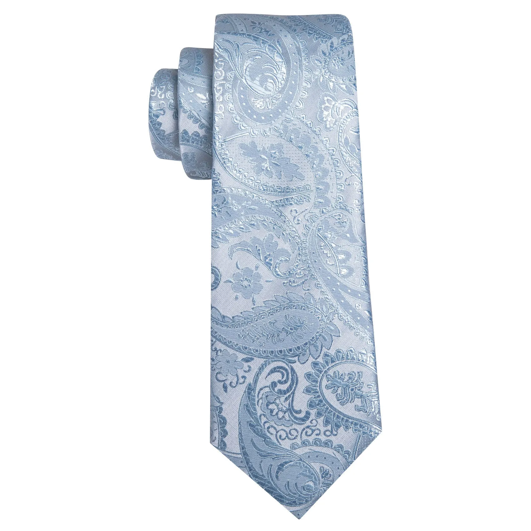 Barry Wang Light Blue Necktie Paisley Tie Handkerchief Cufflinks Set sold by Barrywang product image thumbnail 5