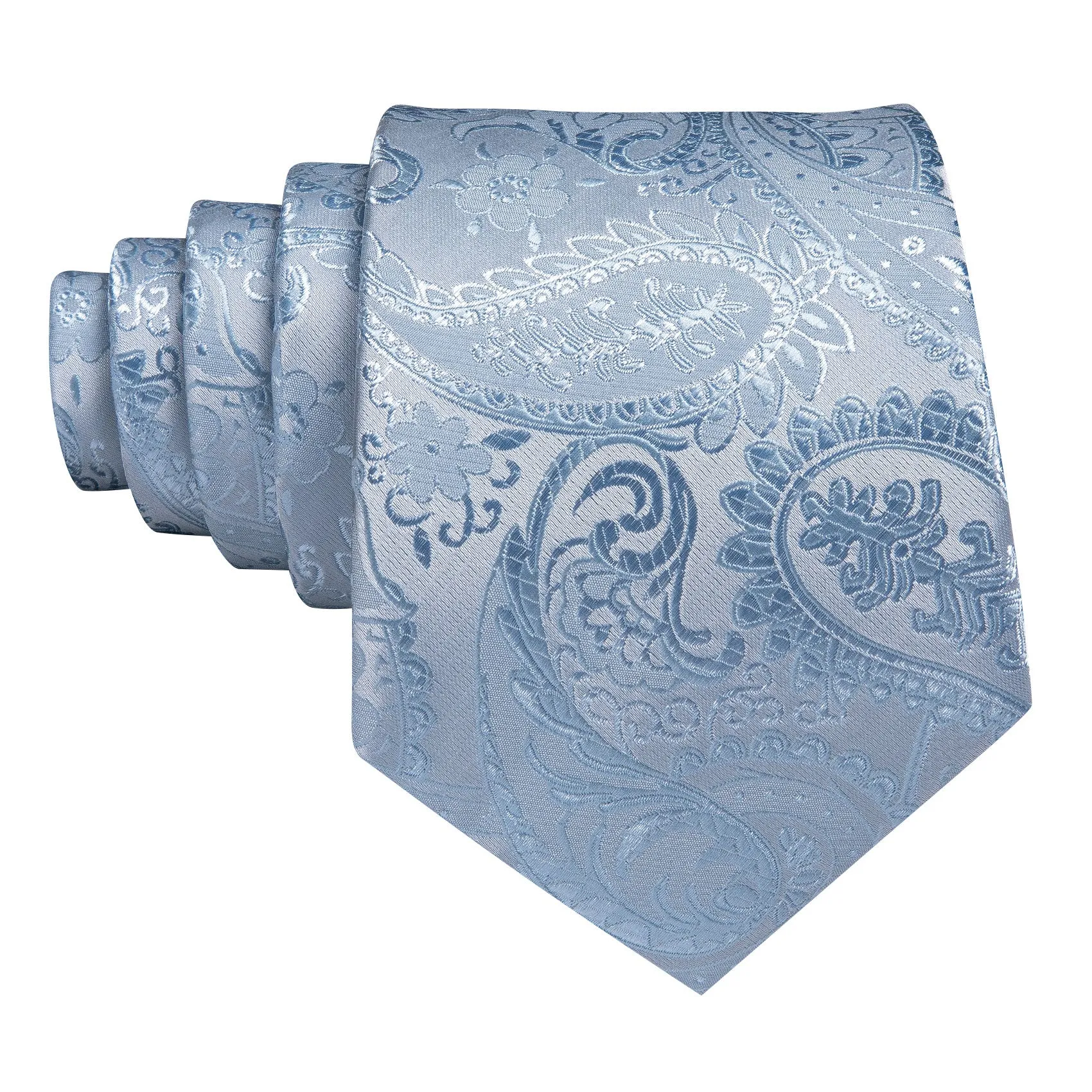 Barry Wang Light Blue Necktie Paisley Tie Handkerchief Cufflinks Set sold by Barrywang product image thumbnail 4