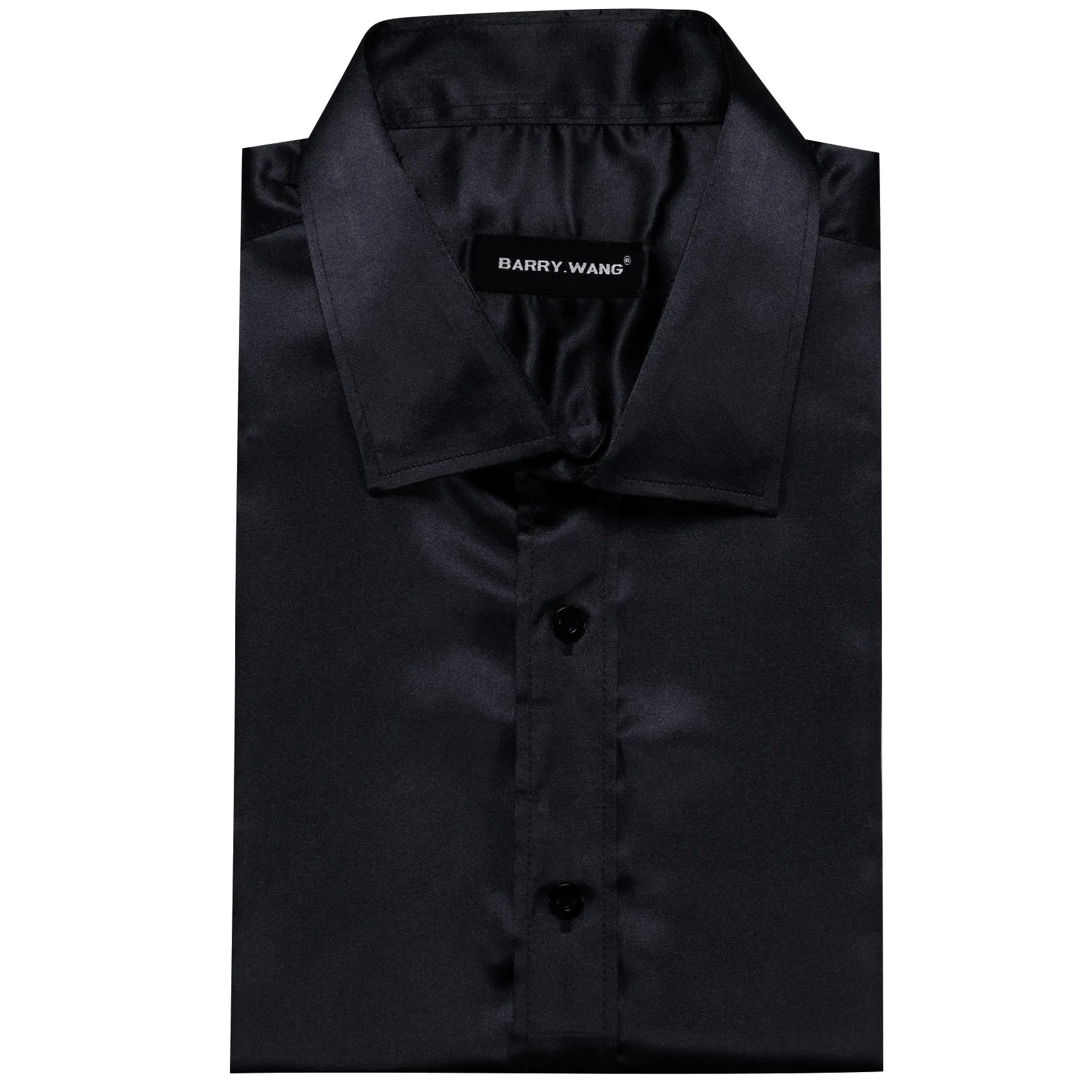 Barry.wang Black Solid Silk Shirt sold by Barrywang product image thumbnail 4