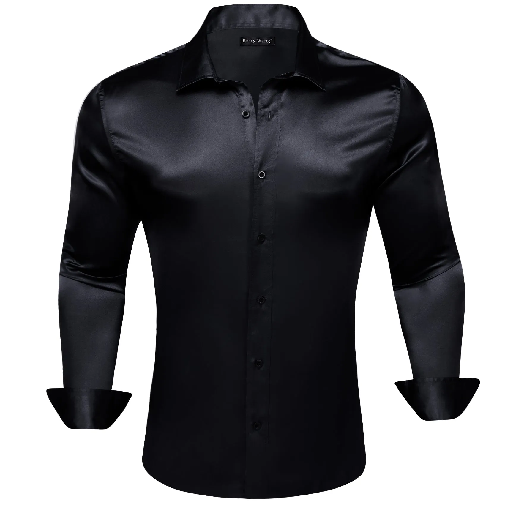 Barry.wang Black Solid Silk Shirt sold by Barrywang product image thumbnail 2