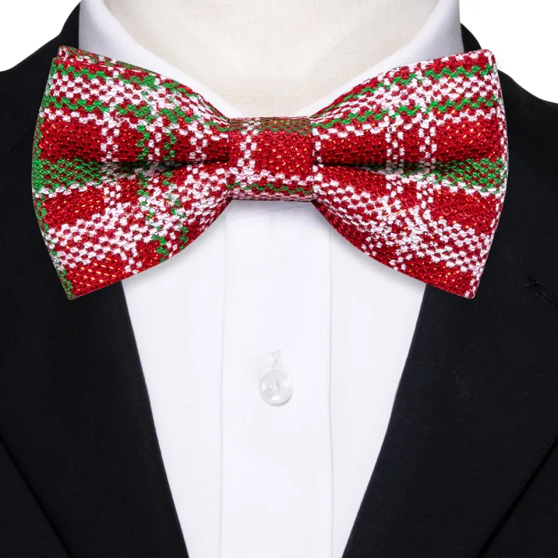 Christmas Red Green Plaid Silk Pre-tied Bow Tie sold by Barrywang