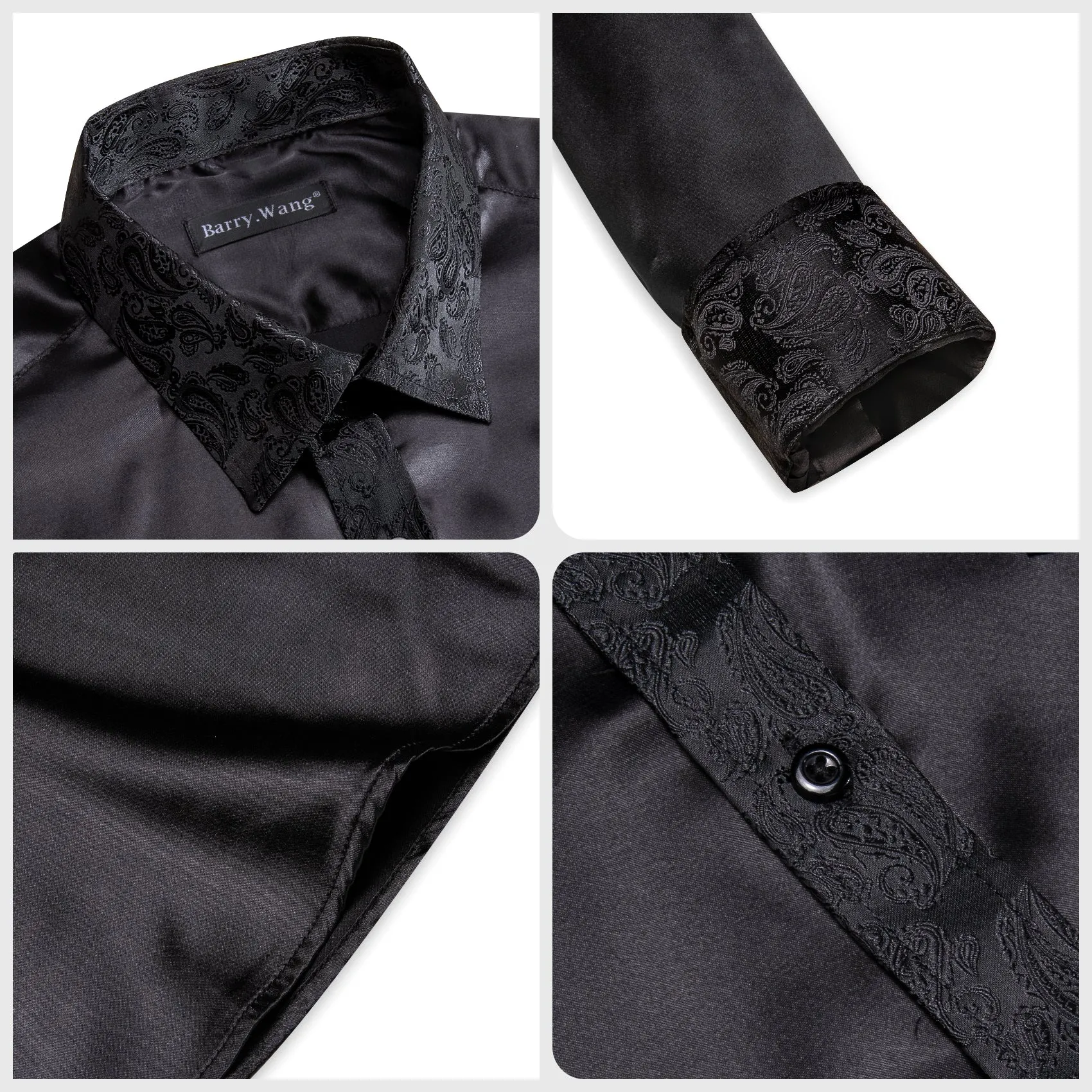 Barry.wang Black Solid Men's Shirt sold by Barrywang product image thumbnail 4