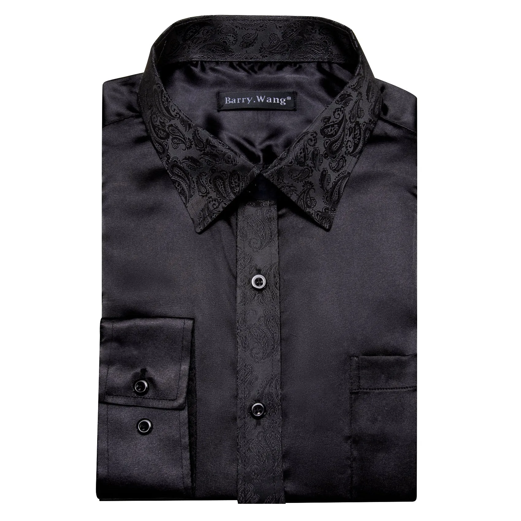 Barry.wang Black Solid Men's Shirt sold by Barrywang product image thumbnail 3