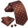 Barry. Wang Tie Brown Jacquard White Blue Floral Necktie Hanky Cufflinks Set sold by Barrywang