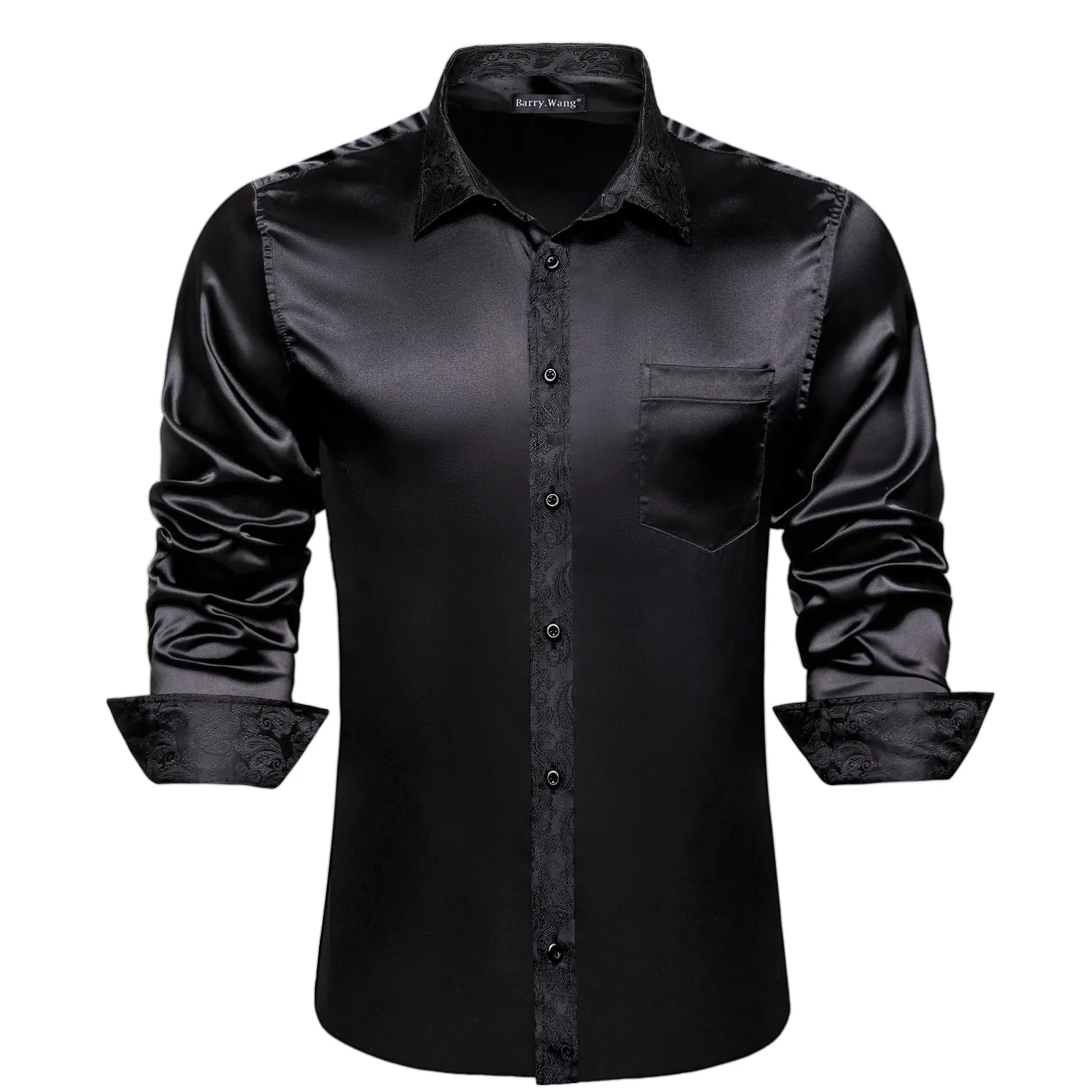 Barry.wang Black Solid Men's Shirt sold by Barrywang