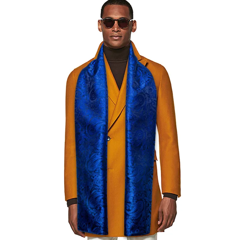 Barry Wang Silk scarf Luxury Blue Paisley Scarf sold by Barrywang