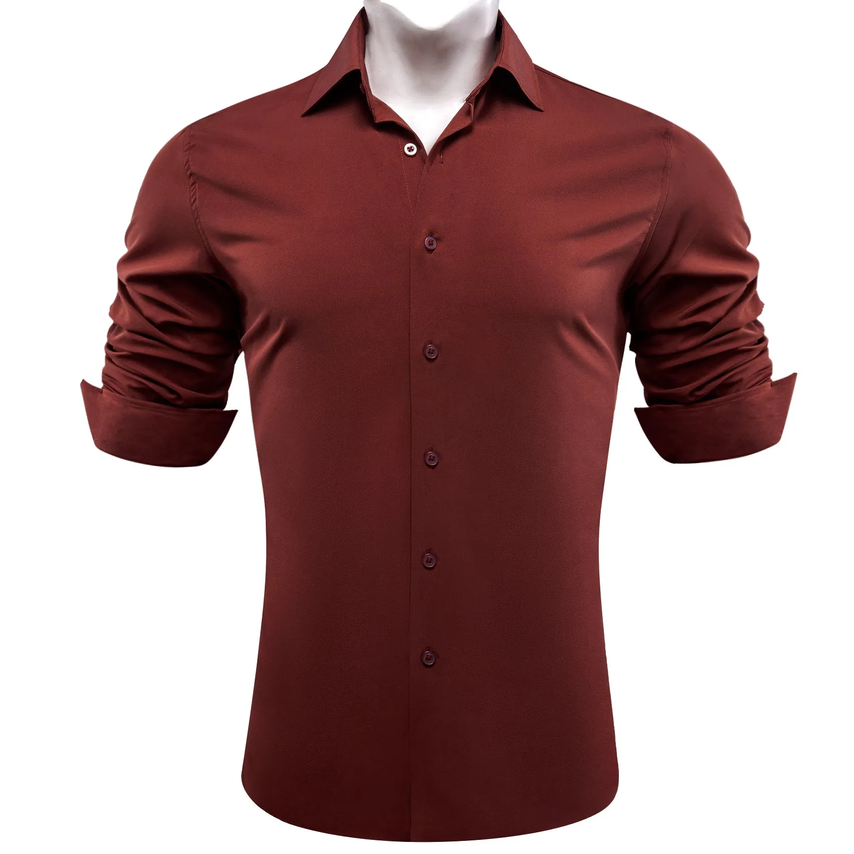 Barry.wang Maroon Solid Silk Shirt sold by Barrywang product image thumbnail 5