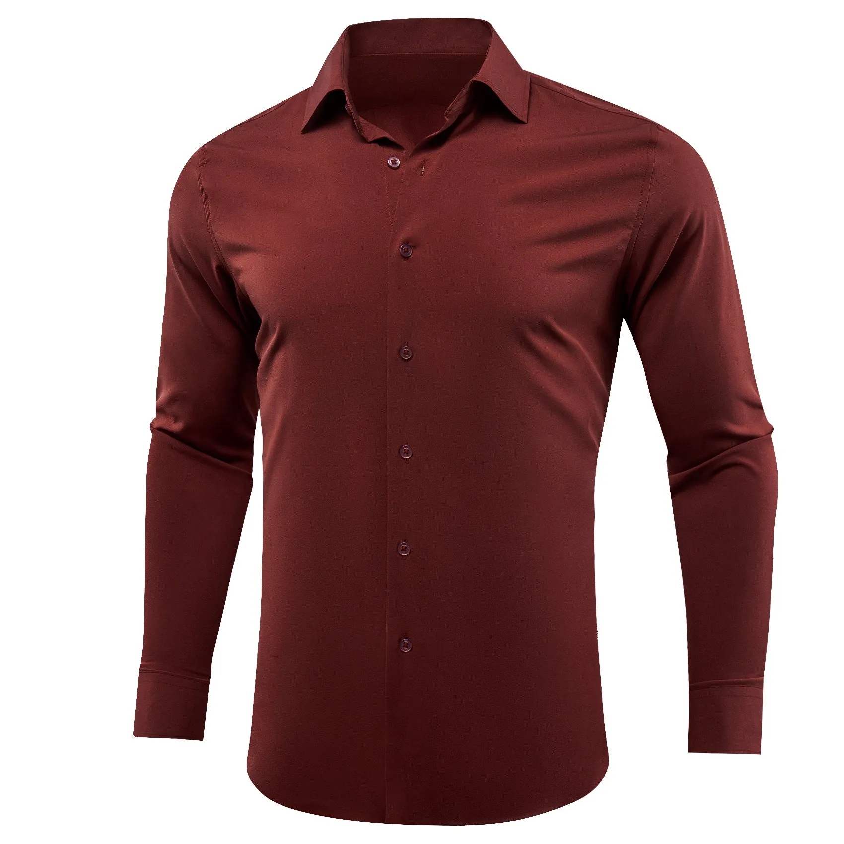 Barry.wang Maroon Solid Silk Shirt sold by Barrywang product image thumbnail 2