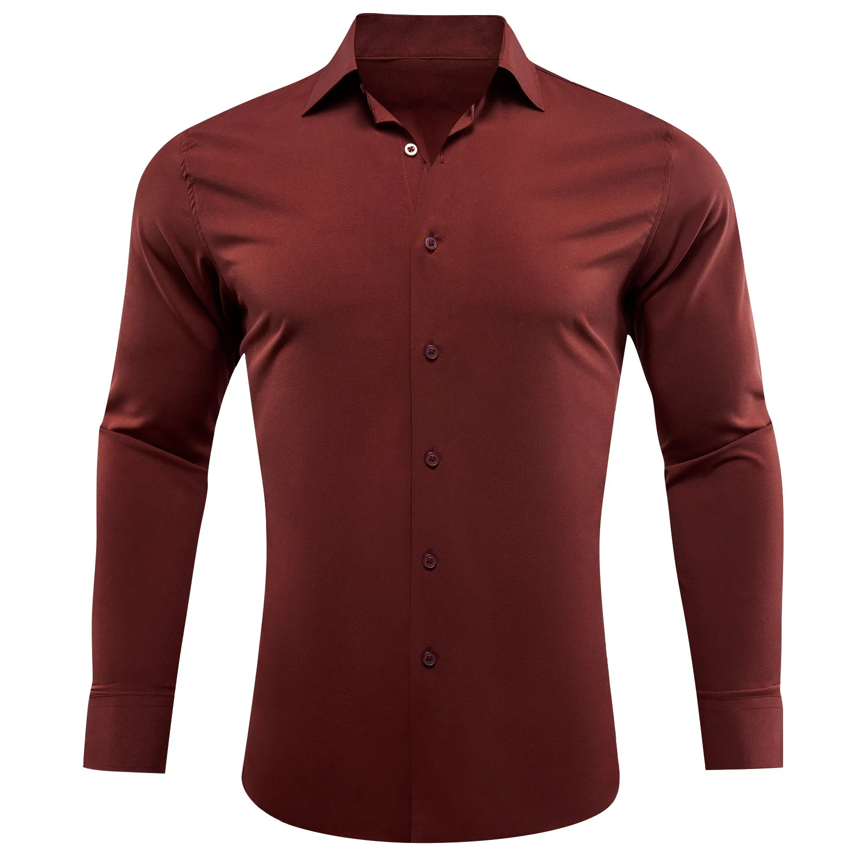 Barry.wang Maroon Solid Silk Shirt sold by Barrywang
