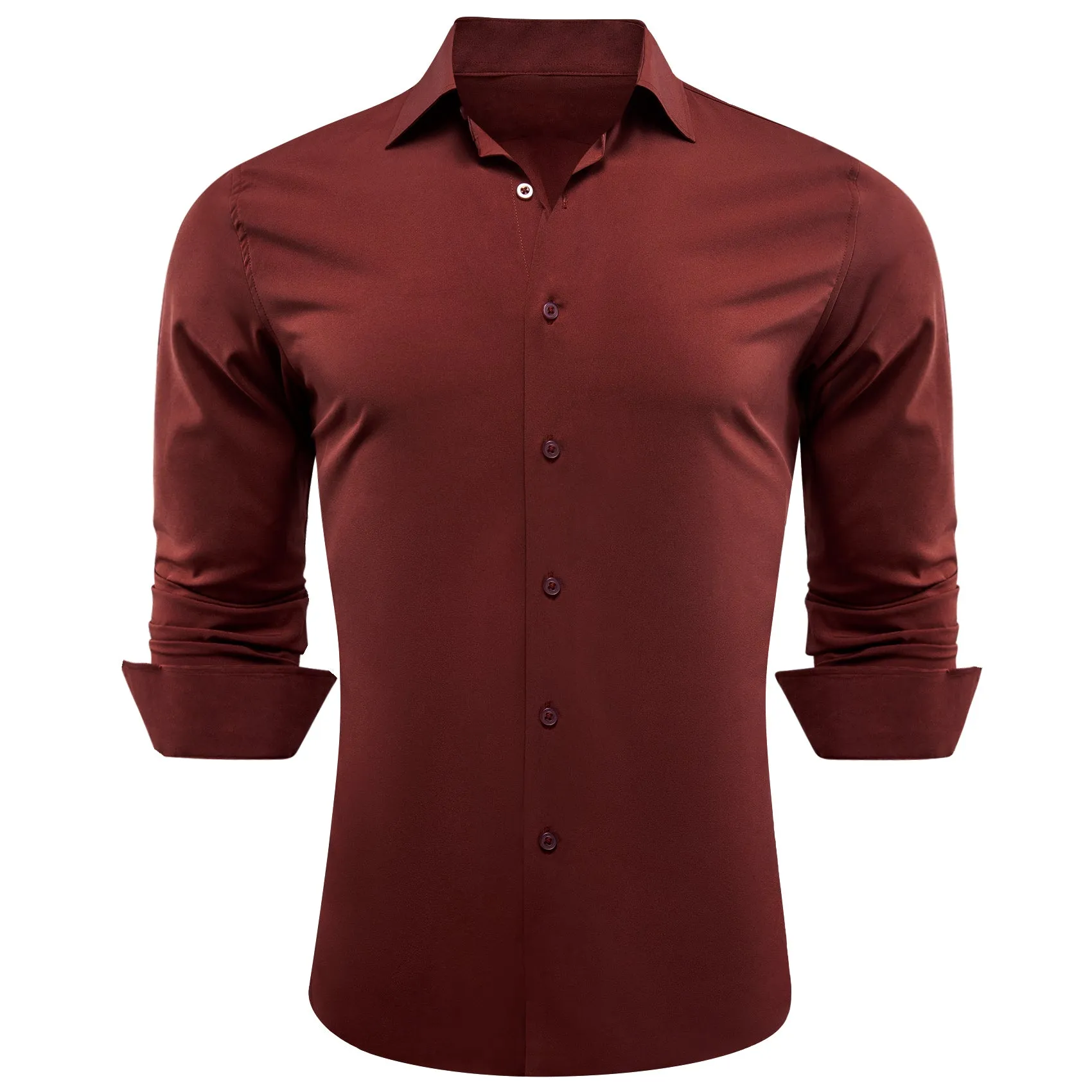 Barry.wang Maroon Solid Silk Shirt sold by Barrywang product image thumbnail 4