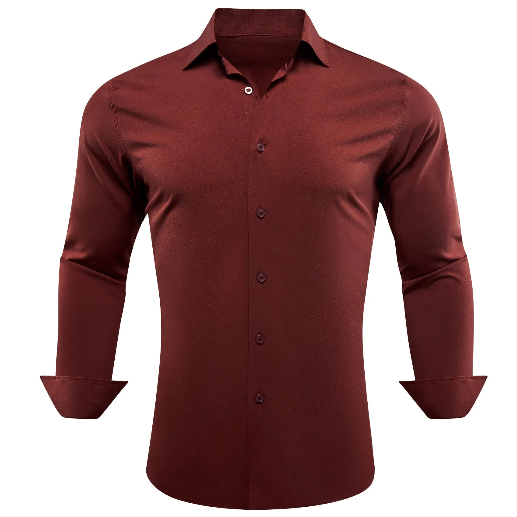 Barry.wang Maroon Solid Silk Shirt sold by Barrywang product image thumbnail 3