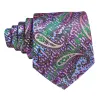 Barry Wang Pink Purple Paisley Silk Tie Hanky Cufflinks Set sold by Barrywang