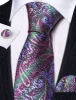 Barry Wang Pink Purple Paisley Silk Tie Hanky Cufflinks Set sold by Barrywang