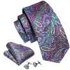 Barry Wang Pink Purple Paisley Silk Tie Hanky Cufflinks Set sold by Barrywang