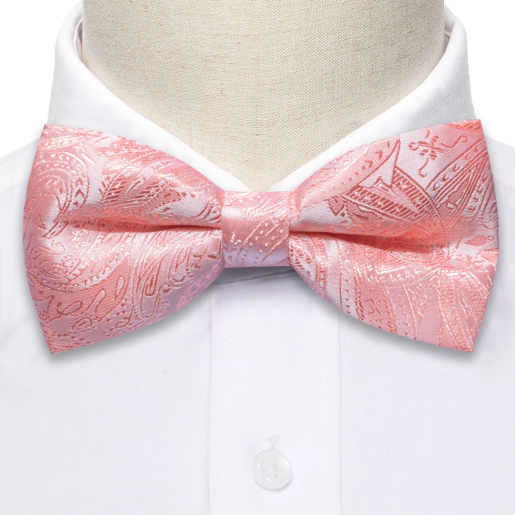 Pink Paisley Pre Tied Bow Tie Hanky Cufflinks Set sold by Barrywang product image thumbnail 4