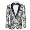 Men's Dress Party White Green Floral Suit Jacket Slim One Button Stylish Blazer sold by Barrywang