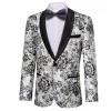 Men's Dress Party White Green Floral Suit Jacket Slim One Button Stylish Blazer sold by Barrywang