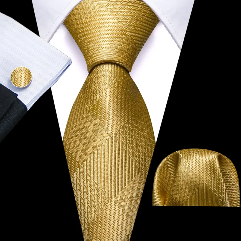 Barry. Wang Granola Yellow Plaid Men Tie Handkerchief Pocket Set sold by Barrywang