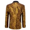 Men's Dress Party Brown Gold Floral Suit Jacket Slim One Button Stylish Blazer sold by Barrywang