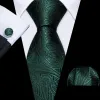 Barry Wang Green Tie Dark Olive Green Paisley Silk Tie Hanky Cufflinks Set sold by Barrywang