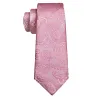 Barry Wang Wedding Tie Pink Paisley Silk Necktie Hanky Cufflinks Set sold by Barrywang