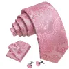 Barry Wang Wedding Tie Pink Paisley Silk Necktie Hanky Cufflinks Set sold by Barrywang