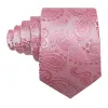 Barry Wang Wedding Tie Pink Paisley Silk Necktie Hanky Cufflinks Set sold by Barrywang