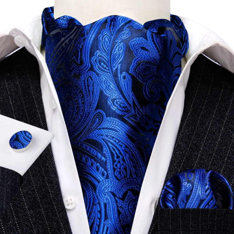 Barry Wang Blue Paisley Ascot Handkerchief Cufflinks Set sold by Barrywang