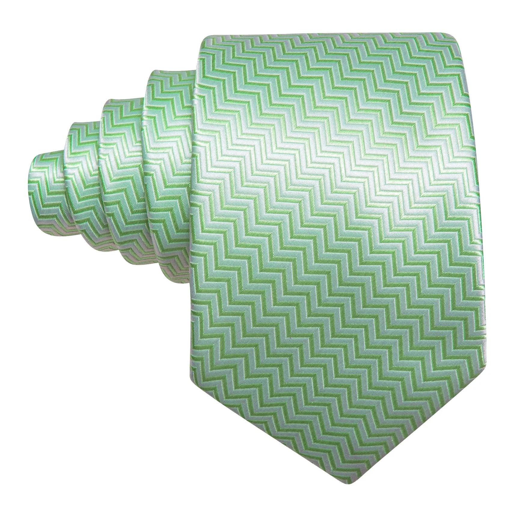 Barry Wang Turquoise Green Ripple Silk Tie Pocket Square Cufflinks Set sold by Barrywang product image thumbnail 4