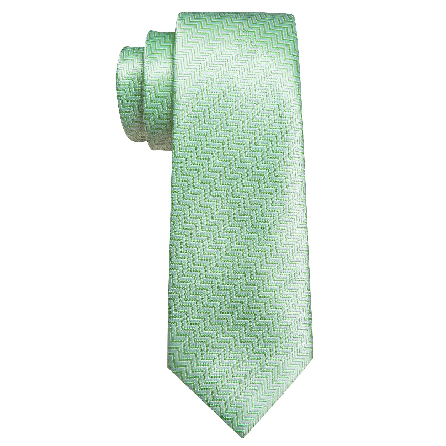 Barry Wang Turquoise Green Ripple Silk Tie Pocket Square Cufflinks Set sold by Barrywang product image thumbnail 5