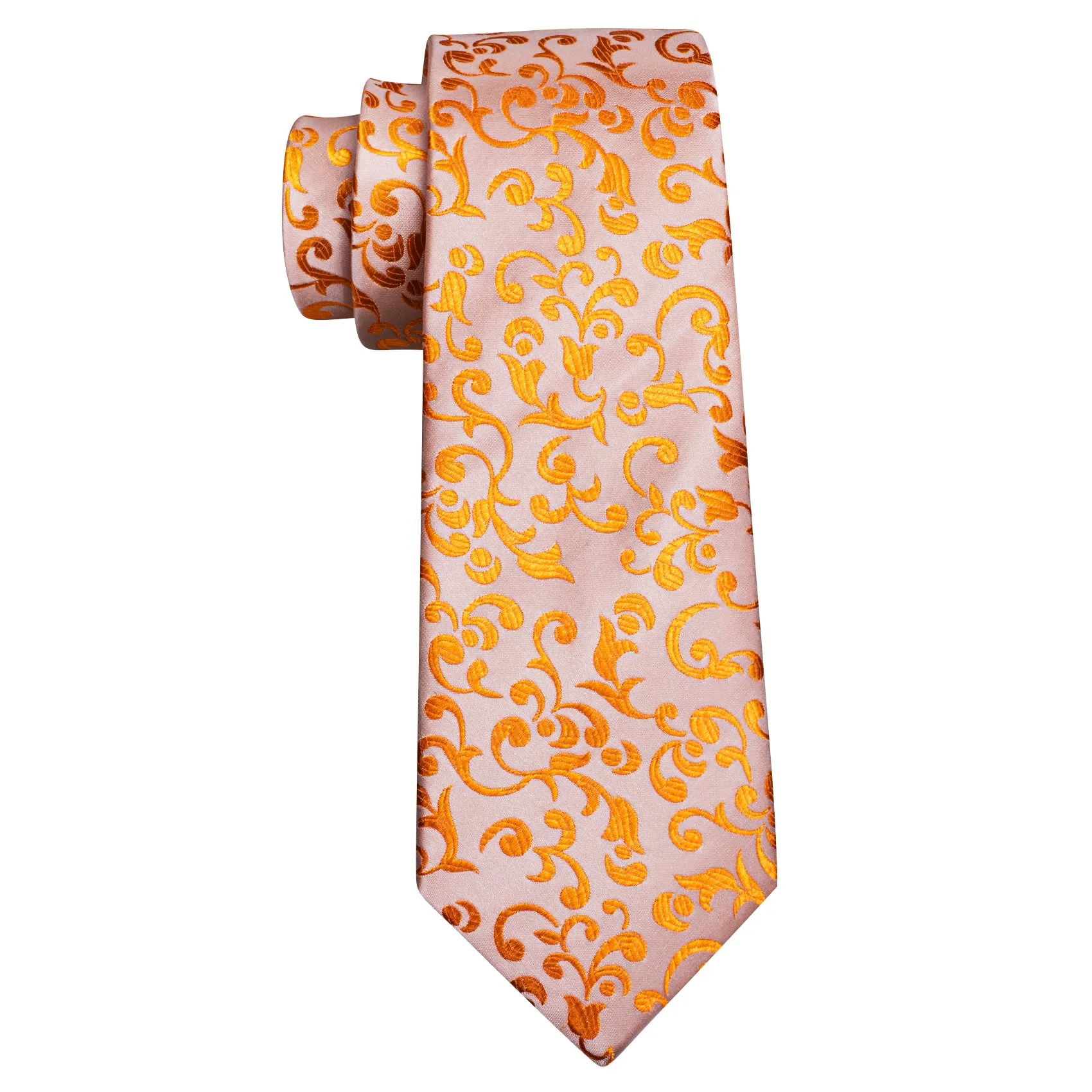 Barry. Wang Pink Orange Necktie Floral Men Silk Tie Hanky Cufflinks Set sold by Barrywang product image thumbnail 5