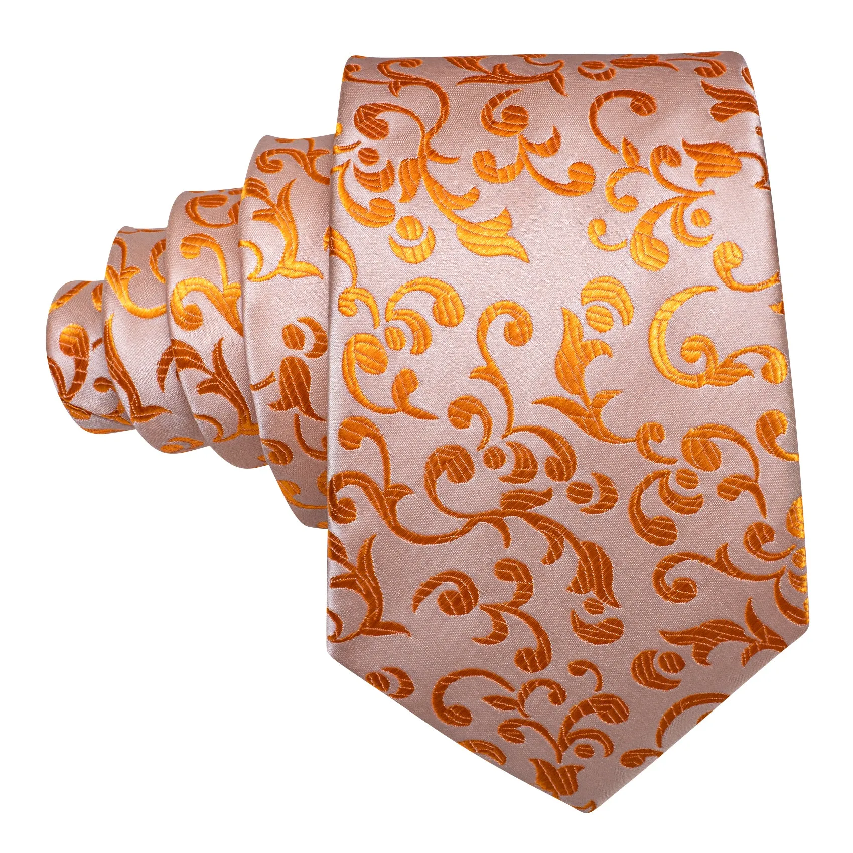 Barry. Wang Pink Orange Necktie Floral Men Silk Tie Hanky Cufflinks Set sold by Barrywang product image thumbnail 4