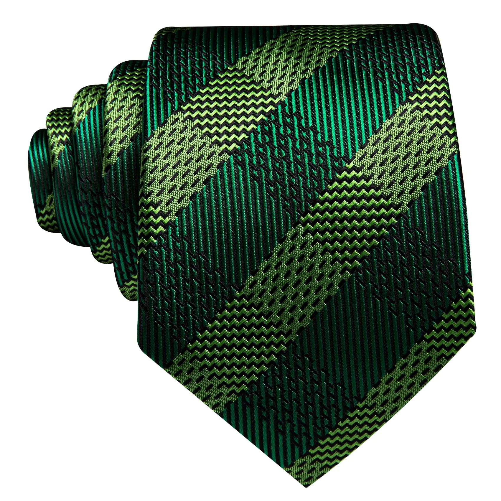Barry Wang Dark Green Tie Chartreuse Checkered Men's Formal Ties Set sold by Barrywang product image thumbnail 3
