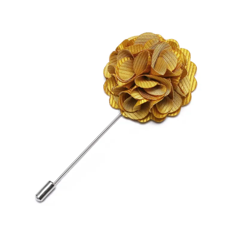 Barry Wang Wedding Brooch Men Fashion Golden Yellow Flower Lapel Pin sold by Barrywang