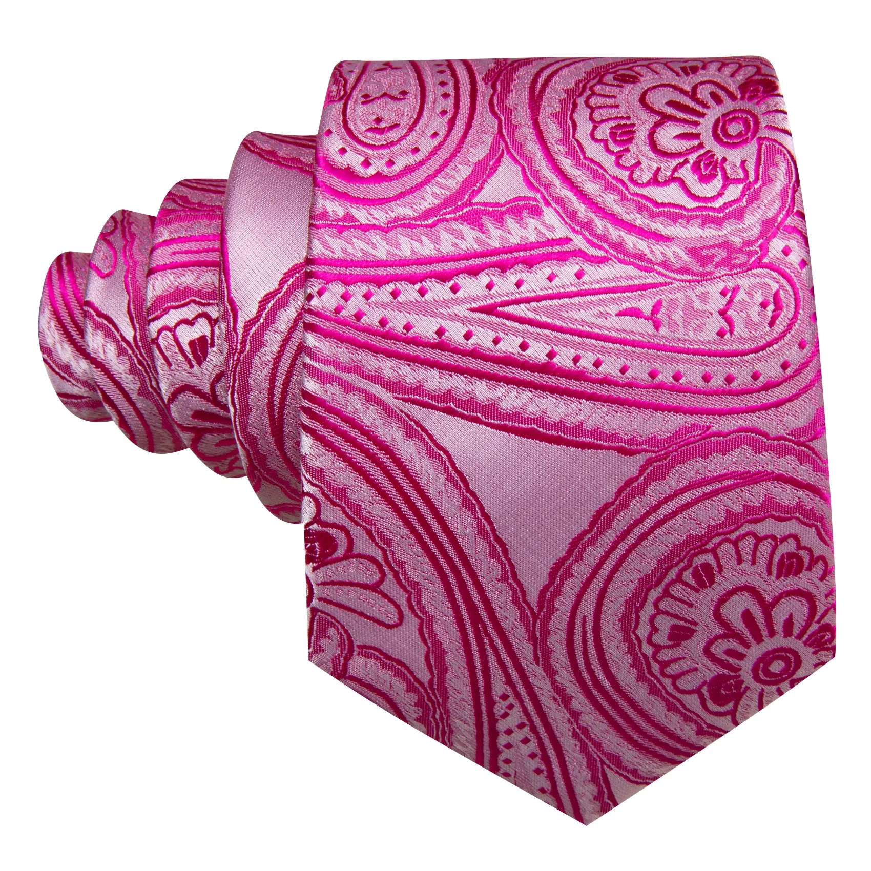 Barry. Wang Orchid Pink Tie Floral Necktie Handkerchief Cufflinks Set sold by Barrywang product image thumbnail 4