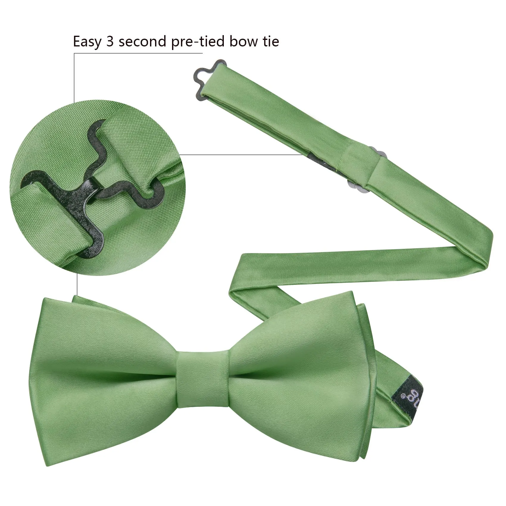 Barry. Wang Mint Green Silk Pre-Tied Men's Bow Tie Hanky Cufflinks Set sold by Barrywang product image thumbnail 2