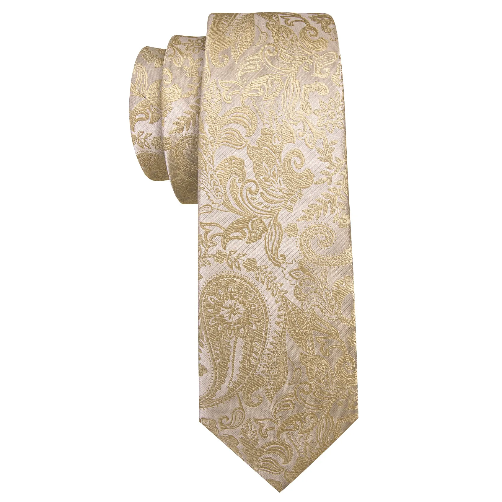Barry Wang Papaya Whip Paisley Silk Men Tie Handkerchief Cufflinks Set sold by Barrywang product image thumbnail 3