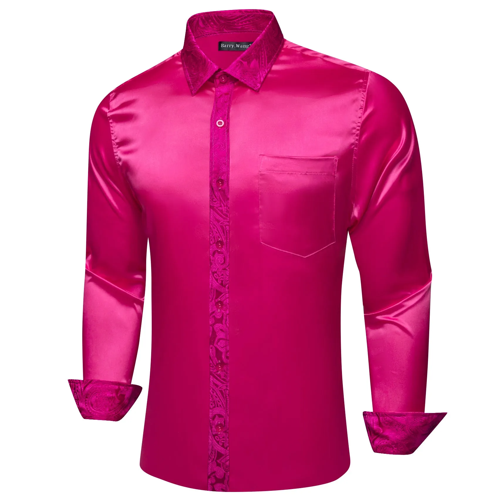 Barry. Wang Red Violet Splicing Men Business Shirt sold by Barrywang product image thumbnail 2