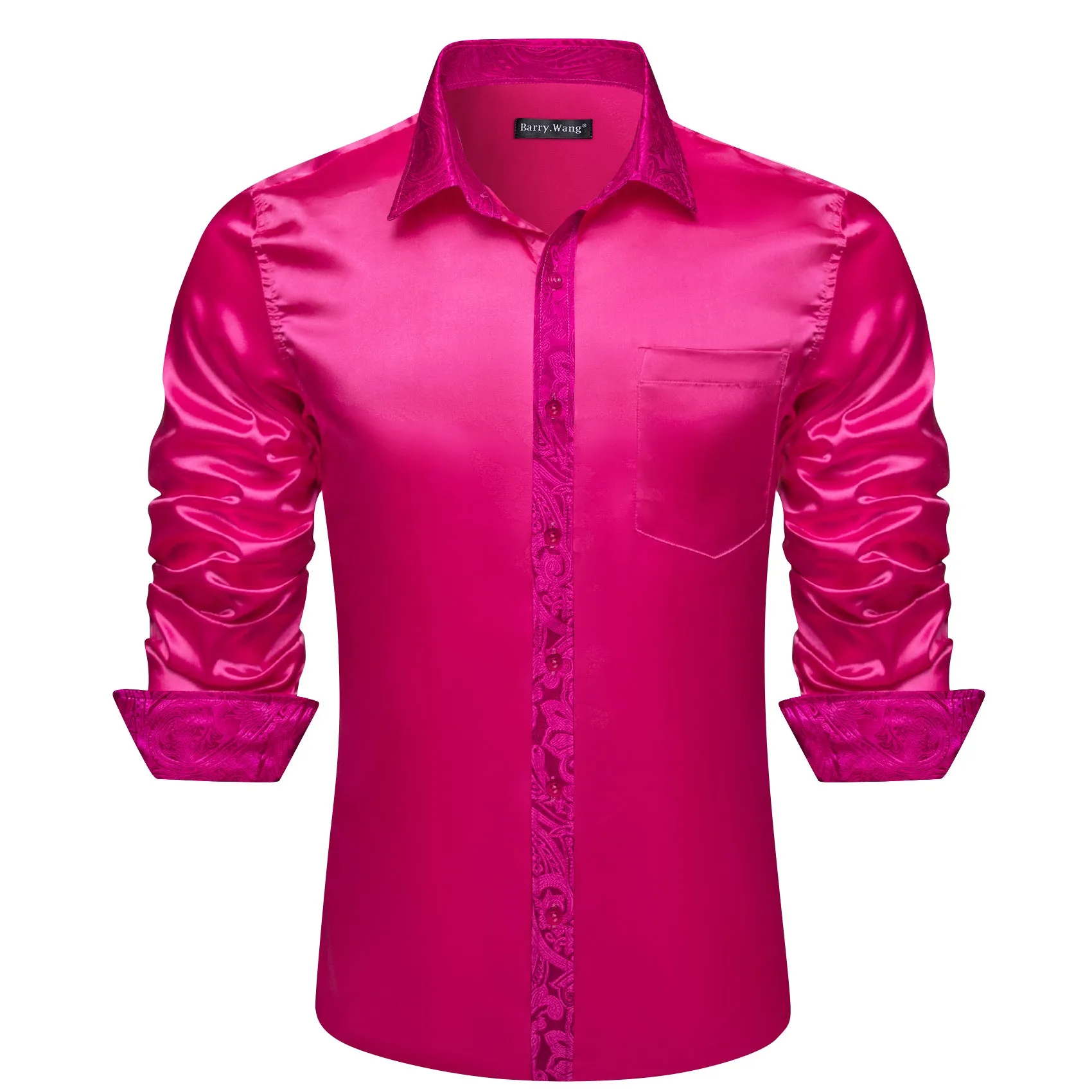 Barry. Wang Red Violet Splicing Men Business Shirt sold by Barrywang