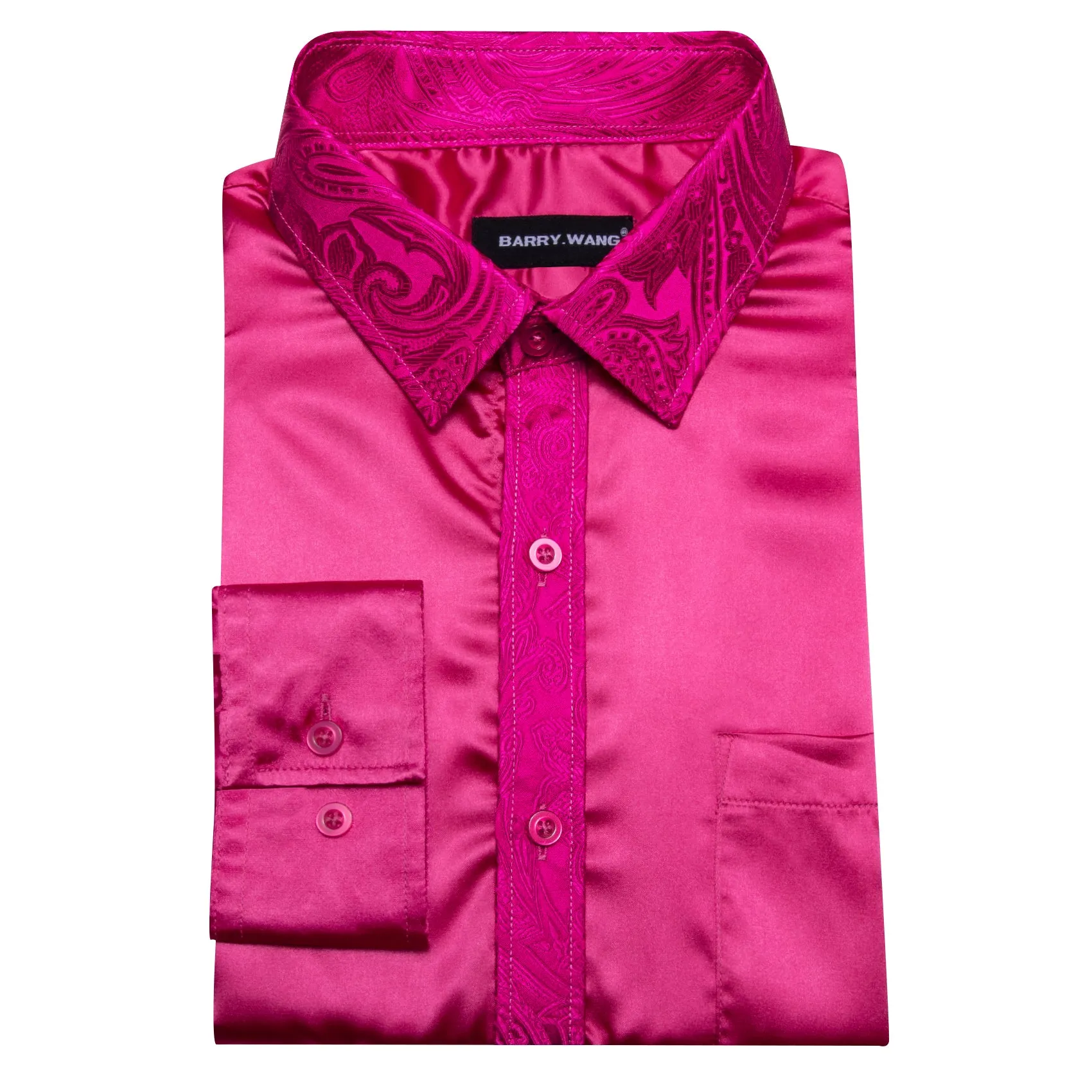 Barry. Wang Red Violet Splicing Men Business Shirt sold by Barrywang product image thumbnail 3