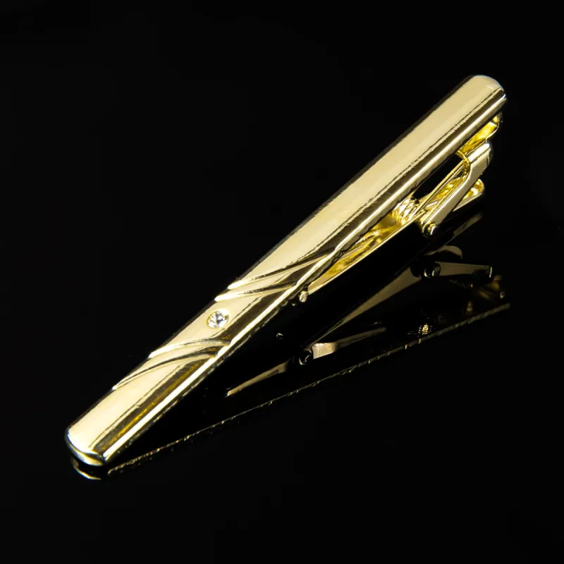Barry Wang Gold Metal Tie Clip for Men's Necktie Formal Wedding Clip sold by Barrywang