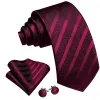 Barry. Wang Burgundy Tie Black Red Pattern Mens Tie Hanky Cufflinks Set sold by Barrywang