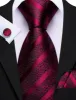 Barry. Wang Burgundy Tie Black Red Pattern Mens Tie Hanky Cufflinks Set sold by Barrywang