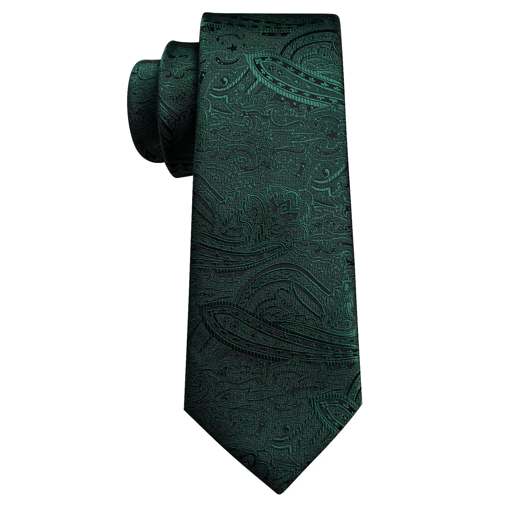 Barry Wang Green Tie Jacquard Paisley Silk Men's Tie Hanky Cufflinks Set sold by Barrywang product image thumbnail 5