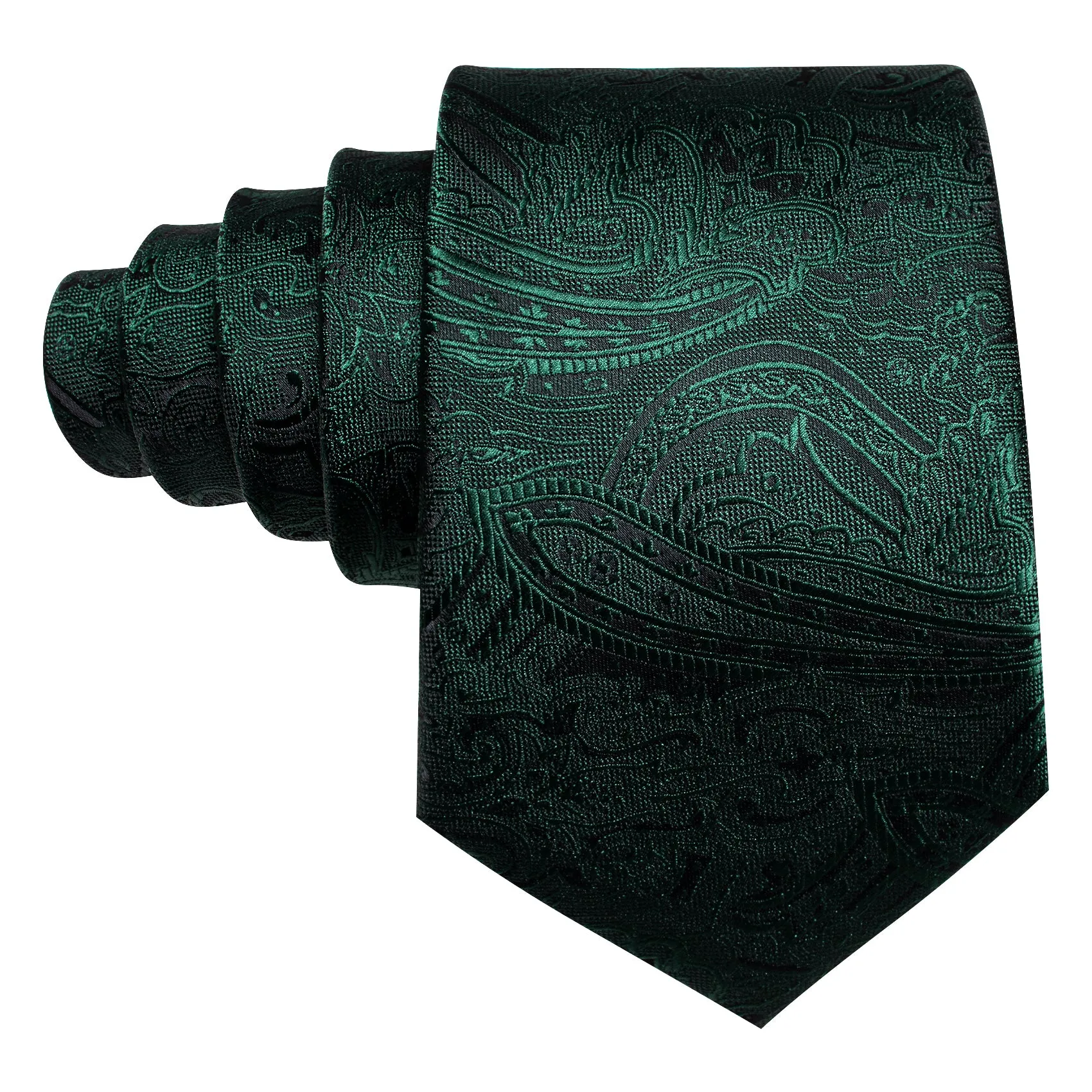 Barry Wang Green Tie Jacquard Paisley Silk Men's Tie Hanky Cufflinks Set sold by Barrywang product image thumbnail 4