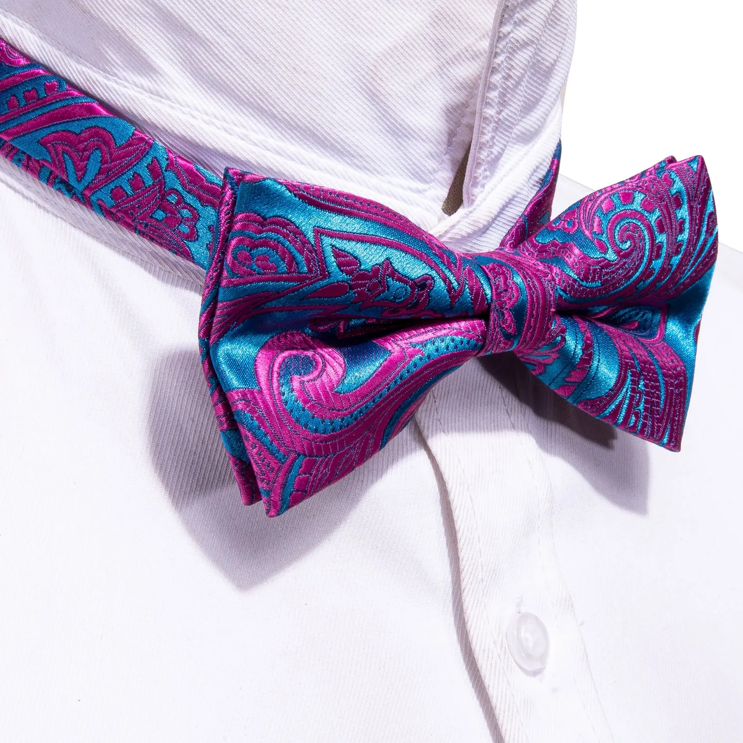 Barry. Wang Purple RoyalBlue Paisley Pre-tied Bow Tie Hanky Cufflinks Set sold by Barrywang product image thumbnail 3