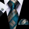 Barry. Wang Tie Plaid Beige Teal Blue Checkered Necktie Hanky Cufflinks Set sold by Barrywang