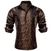 Barry. Wang Men's Shirt Brown Blue Woven Paisley Silk Long Sleeve Shirt sold by Barrywang